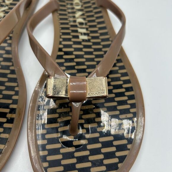 Coach Landon Jelly Flip Flops with Bow Accents Size 6B - Picture 4 of 13